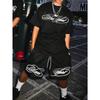 Summer Men's Short-Sleeved Shorts Set with  Letter Pattern Printing - Street Casual Fashion Comfortable and Soft