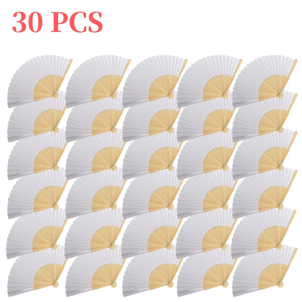 Blank White DIY Paper Decorative Fans Hand Practice Hand Held Fan Portable Hand-painted Elegant Creative for Dance Cosplay Props