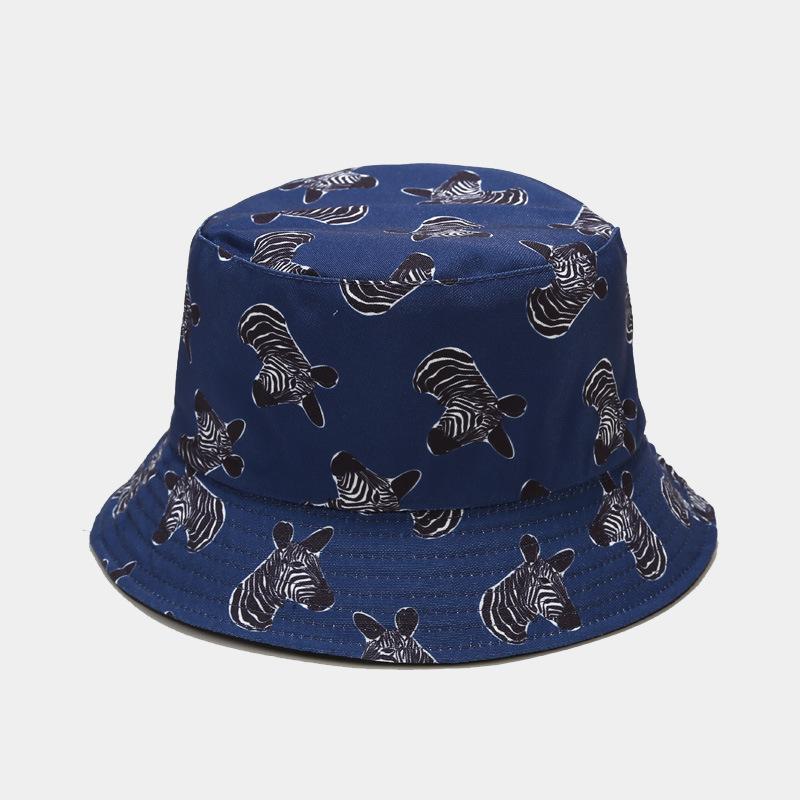 Hats men and women spring and summer new cartoon animal pattern double-sided basin hat outdoor travel sunscreen sunshade bucket hat