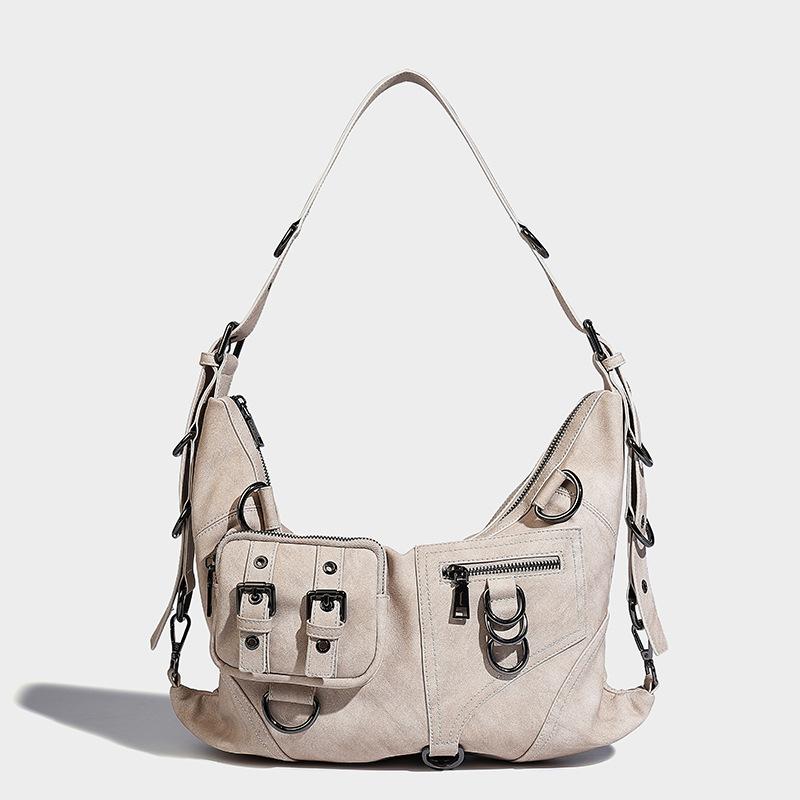 

Wasteland Style Large Capacity Handheld Horn Bag Autumn Winter New Fashionable Loose Feel Versatile Commuter Shoulder Underarm Bag бежевый