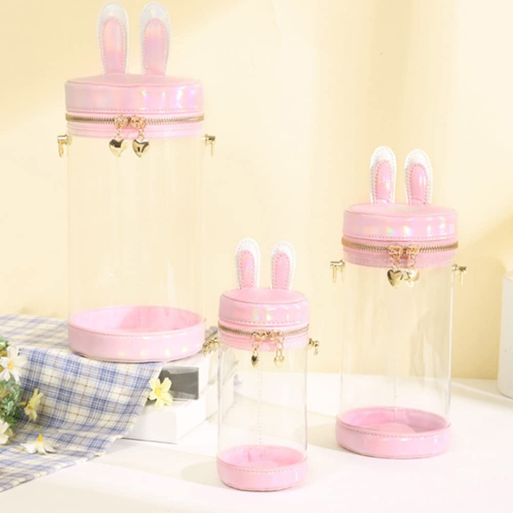 [YUYAKESHI] Ita-bag Show Bag, Shoulder Bag, Event Bag, Plush Toy, Rabbit Ears, 2-Way, Transparent Bag, Mini Pouch, Cylindrical Bag with Lid (Pink,