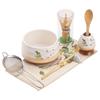 Japanese Ceramic Matcha Tea Set: Large Bowl, Whisk, Sieve, and Bamboo Whisk - 8 Pieces