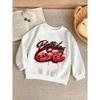 Kids Sweatshirt , Cute And Fashionable Cartoon Red Letter Pattern Print, Casual Everyday Top, Soft And Comfortable Round Neck Sweatshirt