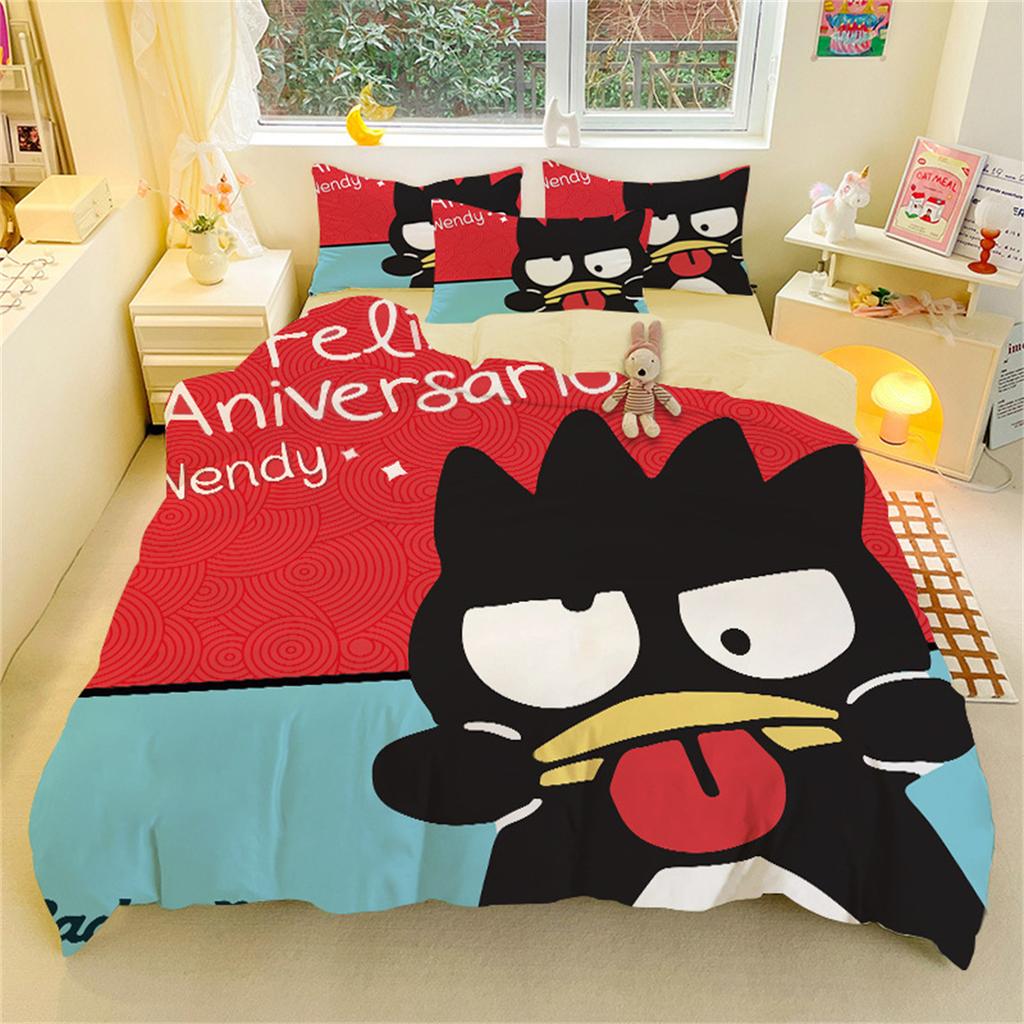 Black Penguin Cartoon Duvet Cover And Pillowcases For Boy Girl Bedroom Decor, Children Gift Single Double Large Size Duvet Cover