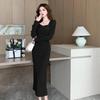 French Slim-fit Hip-wrapped Dress for Women's Autumn and Winter High-end Sense Base, Sexy and Thin Temperament Long-sleeved Skirt