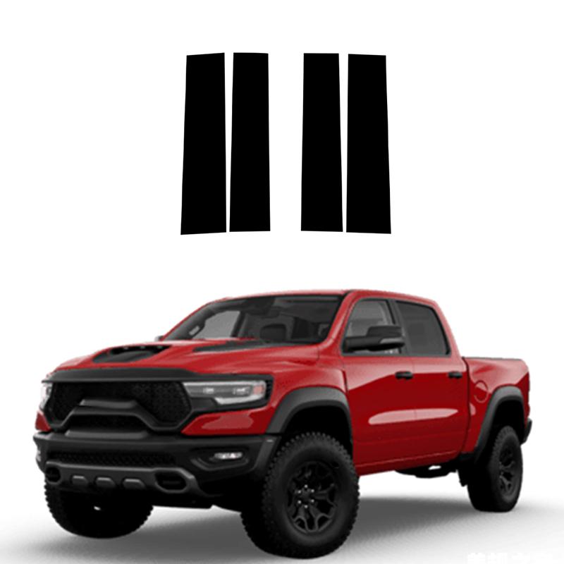 4 Pièces Accessoires de Colonne BC de Voiture Pour Ram 1500 TRX 4 Portes Crew Cab 2019-2023 Noir Brillant Garniture de Montants de Colonne de Fenêtre de Porte Styling