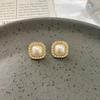 Amber Coffee French Retro Luxury Earrings - Women's Elegant Studs with Niche Design