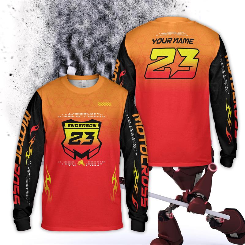 Personalized Rider Name Number Motocross Long Sleeve Shirt Custom Color Dirt Bike 3D Printed T Shirt Off-Road Racing Team Tees