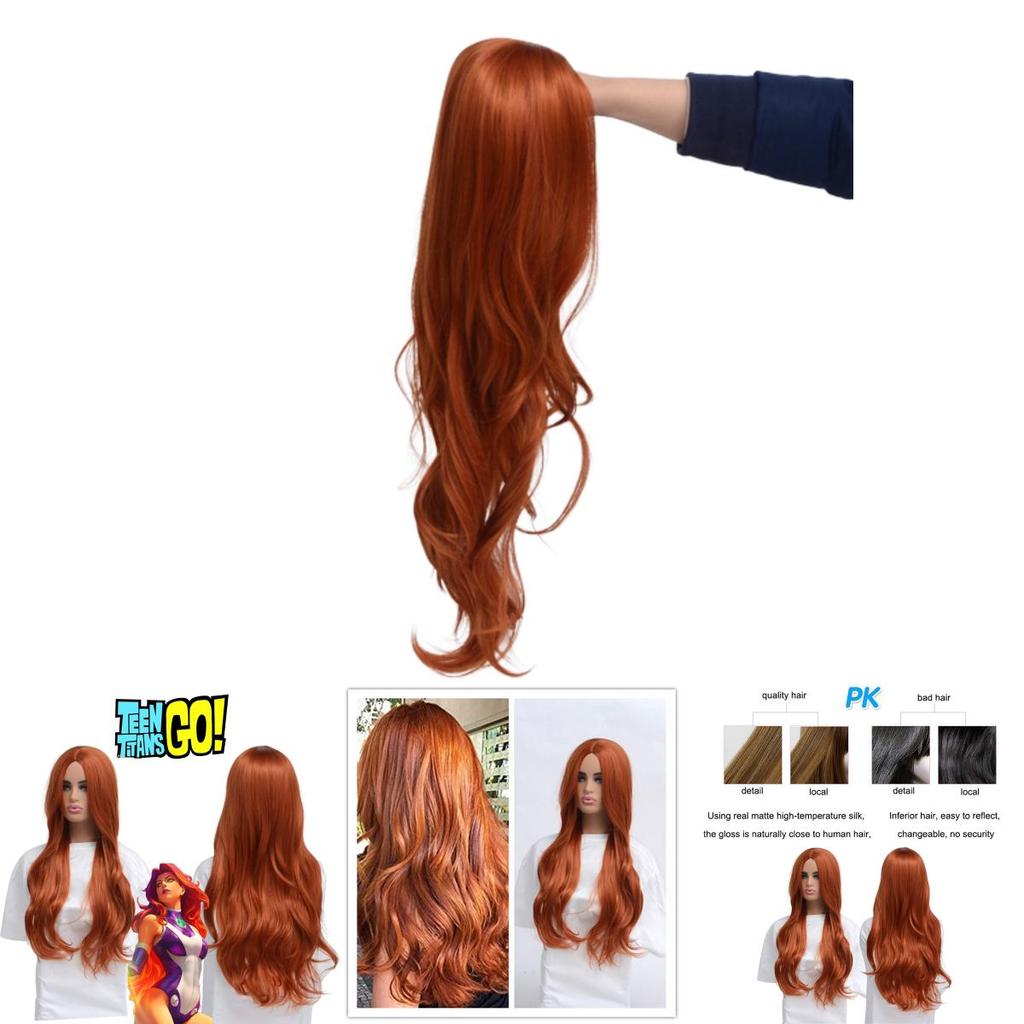 Teen Titans Starfire Cosplay Wig Soft Heat-resistant Fiber For Safe Styling