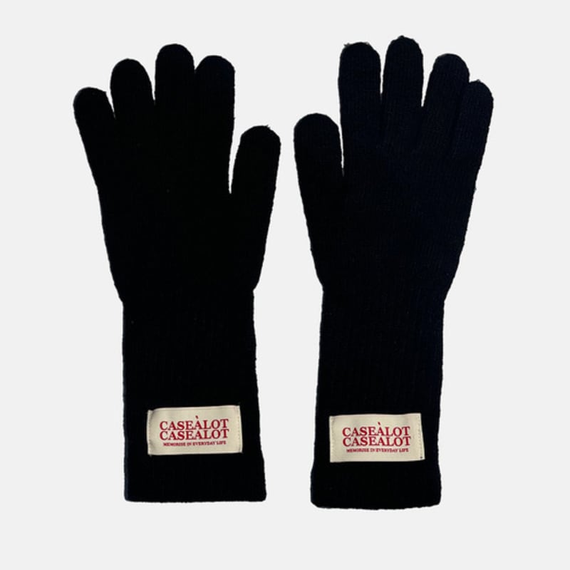 CASE A LOT FINGERHOLE KNIT GLOVES - BLACK