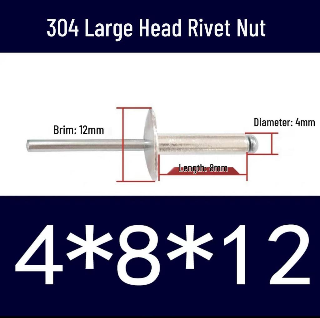 Aluminum Iron M4 Big Head Open End Rivet with Flat Round Head and Large Flange
