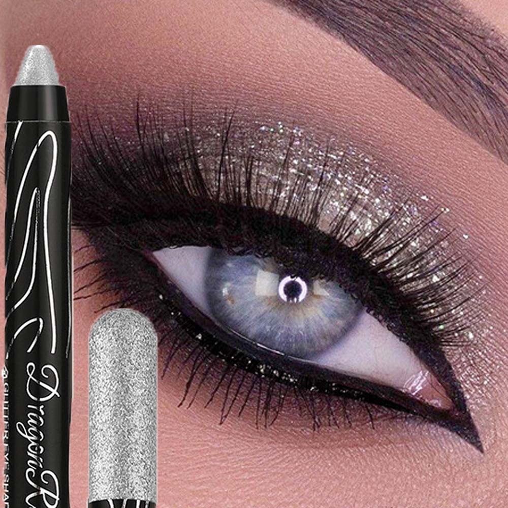 12 Kleuren Parelmoer Glitters Oogschaduw Potlood Waterdicht Donkerblauw Paars Pailletten Oogschaduw Oog Make-up Tool One Touch Vormgeving