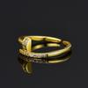 18K Gold Plated Women's Open Nail Ring with Full Diamond Design