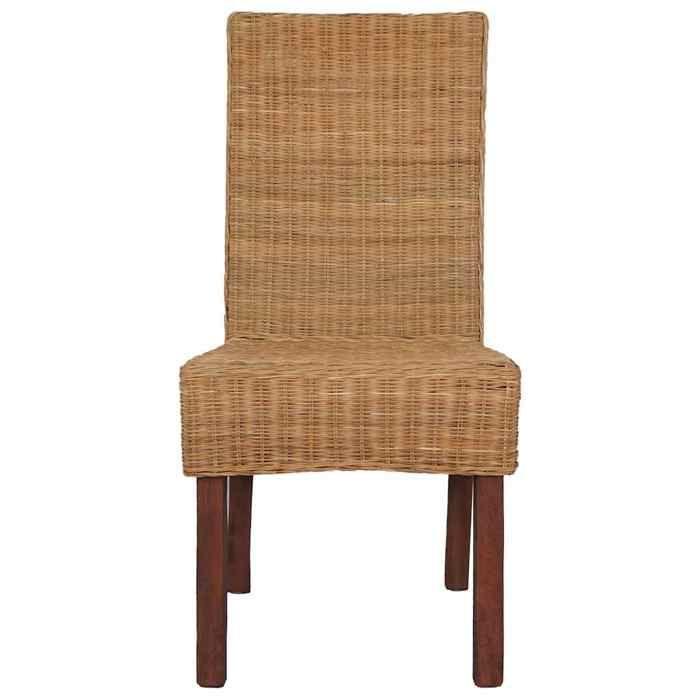 Dining Chairs - vidaXL - Set of 4 - Brown - Natural Rattan - Contemporary Style