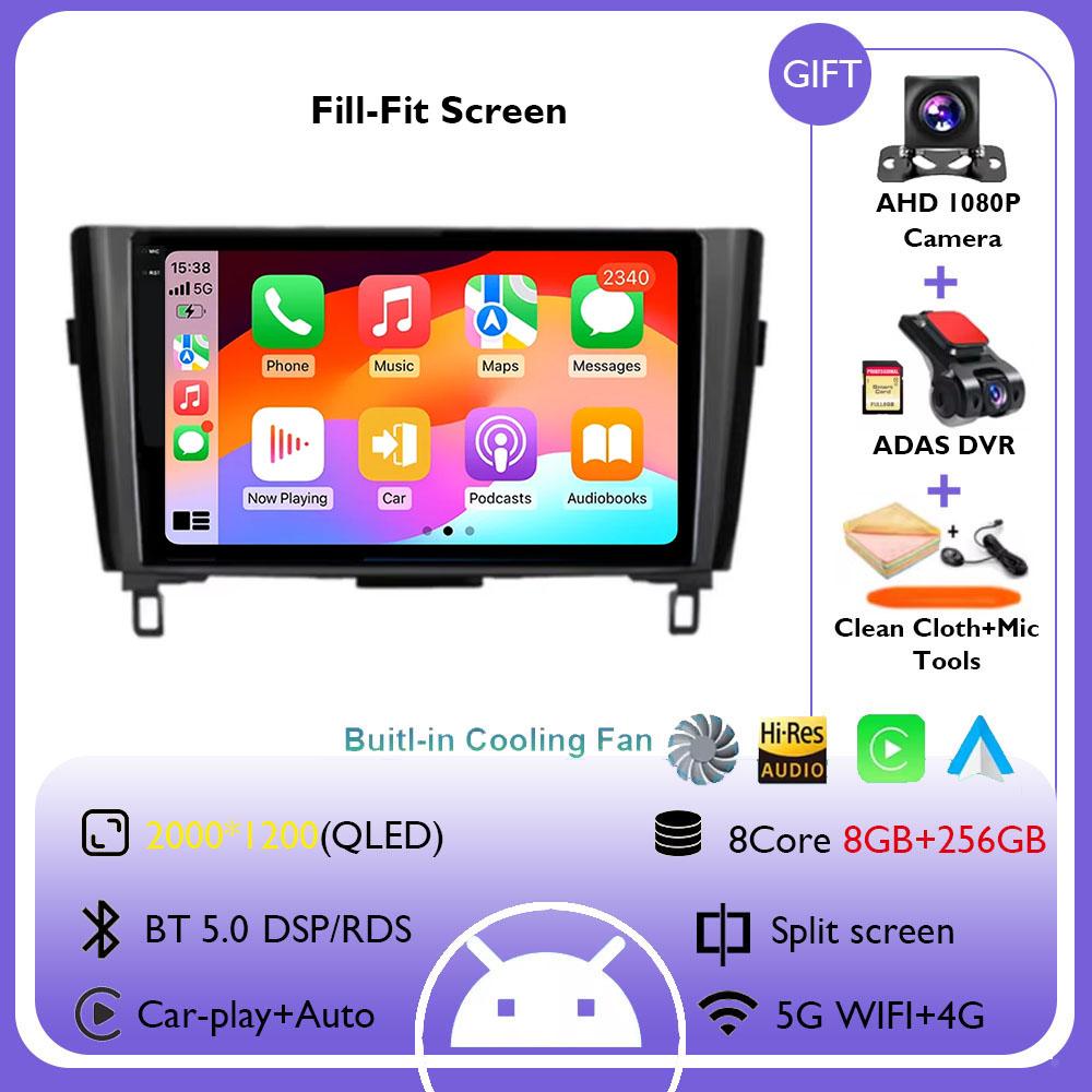 Wireless CarPlay&Auto Android 14 Radio For Nissan Qashqai J11 X-Trail 3 T32 2013-2017 Car Multimedia GPS Navigation Autoradio