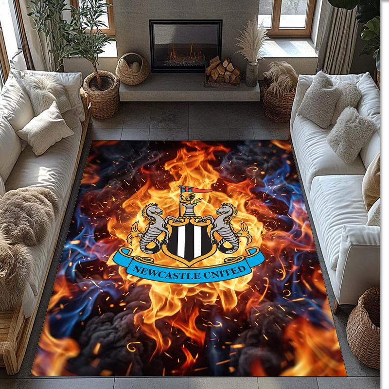 Tappeto in Velluto di Cristallo con Stampa di Calcio del Newcastle United, Comodo Assorbente d'Acqua Antiscivolo Tappeto per Pavimento Interno