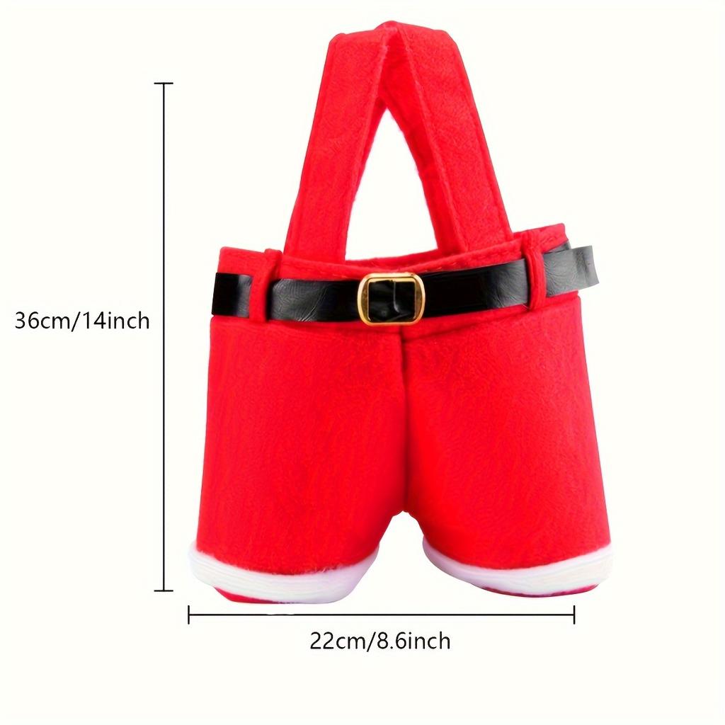 Santa Claus Shorts Gift Bag - Cute Christmas Gift Bags, Polyester Material, New Year & Christmas Gift Candy Bag Set