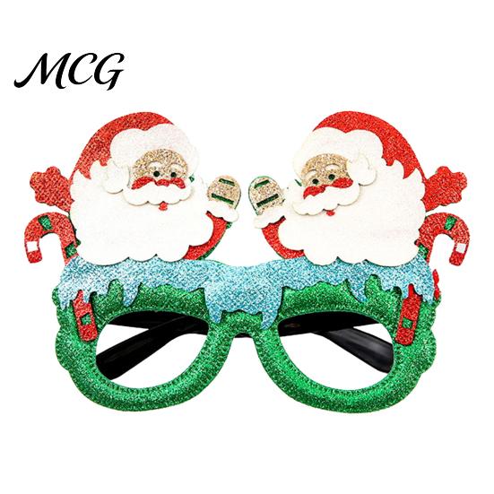 Glitter Christmas Glasses Glasses, Holiday Party Frames, Santa Hat 3D Tree Snowman Bear Funny Eyeglasses for Favors Kids And Adult