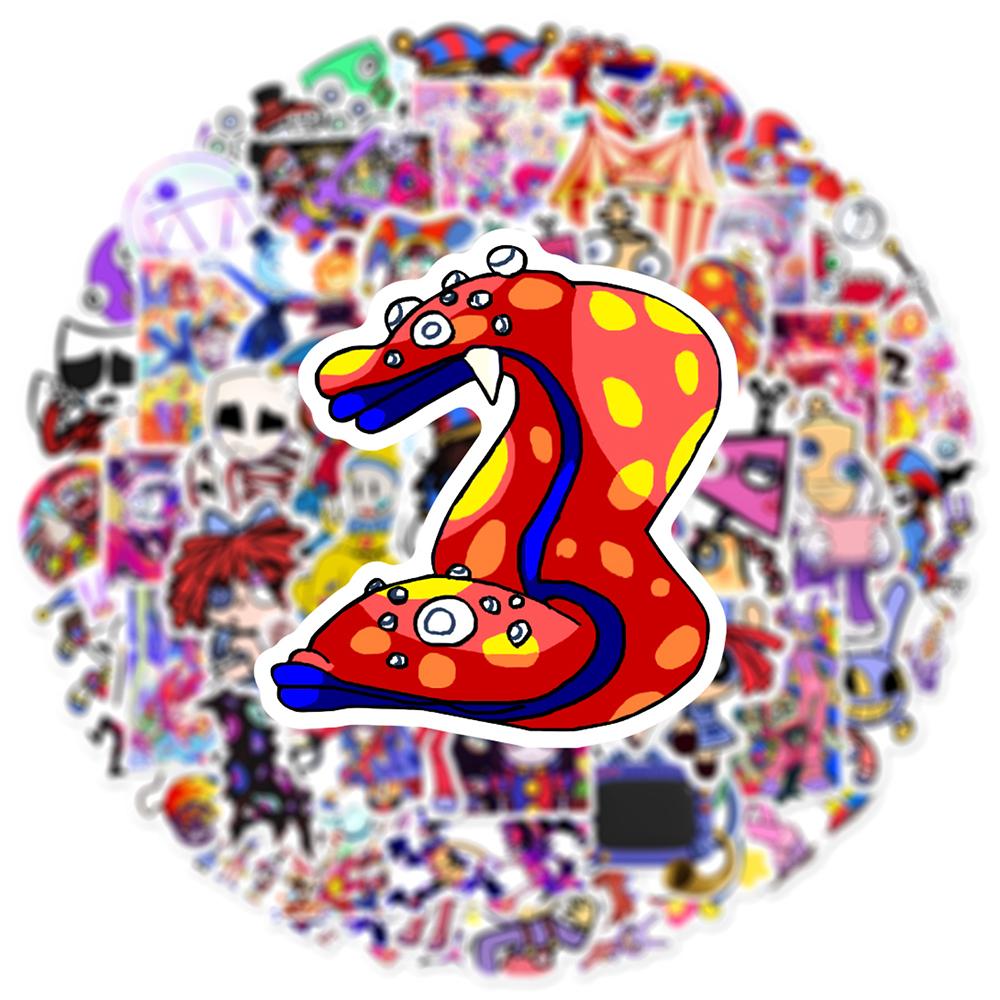 60pcs The Amazing Digital Circus Stickers for Laptop, Skateboard, Luggage, Cup