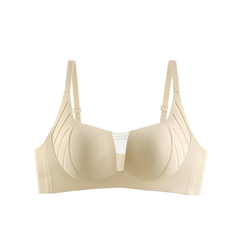 Gathering Bra Women's One-piece Cup with V-neck Support Half Cup Underwear Women's Seamless Bra Without Underwire Sexy Bra Without Underwire