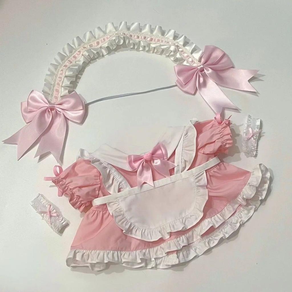 Vestiti per Bambole da 20 cm, Set Carino da Cameriera, Vestito in Peluche di Cotone per Bambole, Costume Kawaii per Peluche da 20 cm, Accessori Fatti a Mano per Bambole