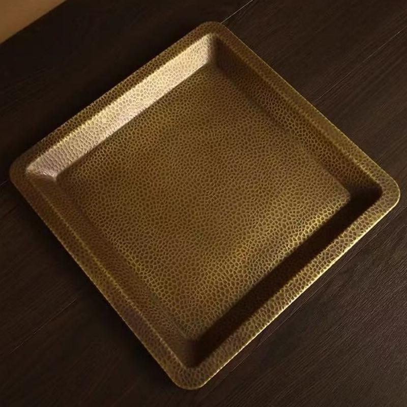 Multiple Sizes Rectangle Shape Copper Fruit Tray,Vintage Hammer Texture Home Food Plate Tableware,Snack Disc Table Decoration