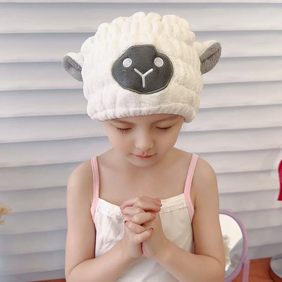 Hair Dry Hat Cartoon Quick-dry Strongly Absorbent Non-shedding Coral Fleece Cute Sheep Dry Hair Towel Bathroom Supplies