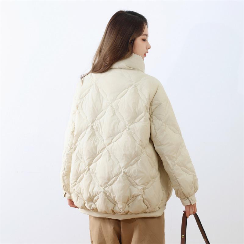 Feather 90 White Duck Down New National Standard Autumn and Winter New Stand-up Collar Solid Color Simple Down Jacket Women