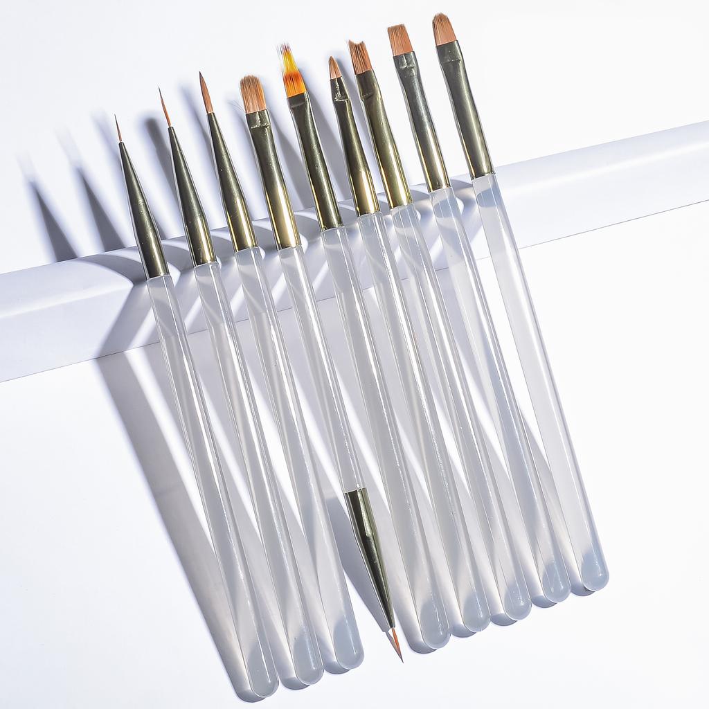 9pcs nail art brush set,including string brush,light therapy brush,sweeping brush,petal brush,flat head brush,Japanese style