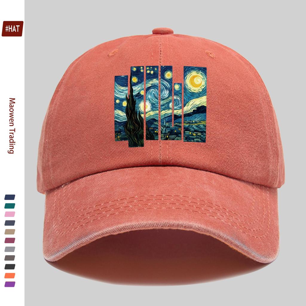 Pc Fashion Oil Painting Pattern Printed Baseball Cap Casual Design Decorative Hat Comfortable Lightweight Headwear Adjustabl