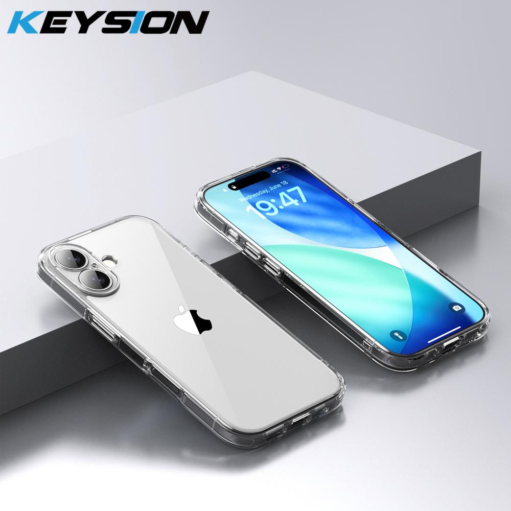 

KEYSION Shockproof Armor Clear Phone Case for iPhone 17 HD Transparent Soft TPU Silicone+PC Phone Back Cover for iPhone 17 2025 for iPhone 17 чистый