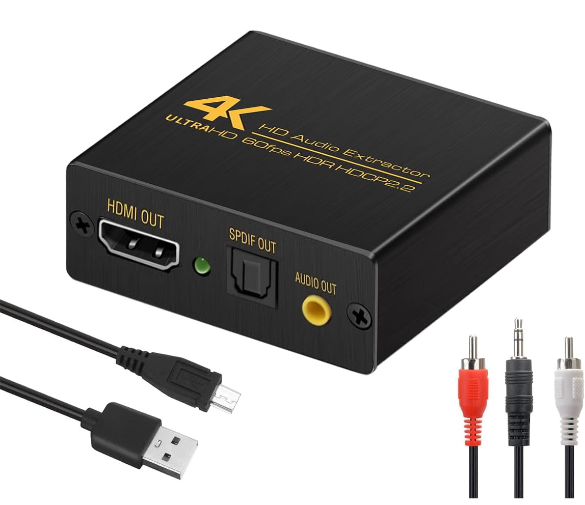 

Yukidoke HDMI Аудио 4K Совместимый с Оптическим Цифровым Видео Аналоговым и Аудио HDMI Оптический Цифровой к Аналоговому Аудио Видео Выход Разделитель, HD806, PS4, жёлтый