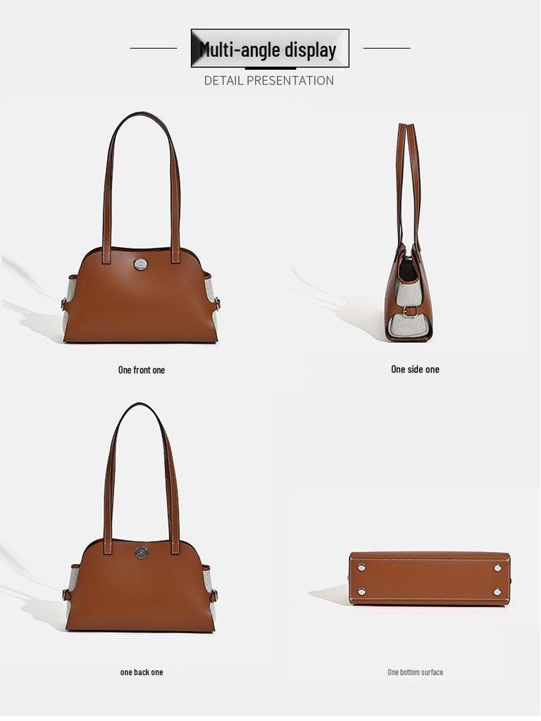 2025 Women's High-End Cowhide Dumpling Bag - Versatile Solid Color Shoulder Bag