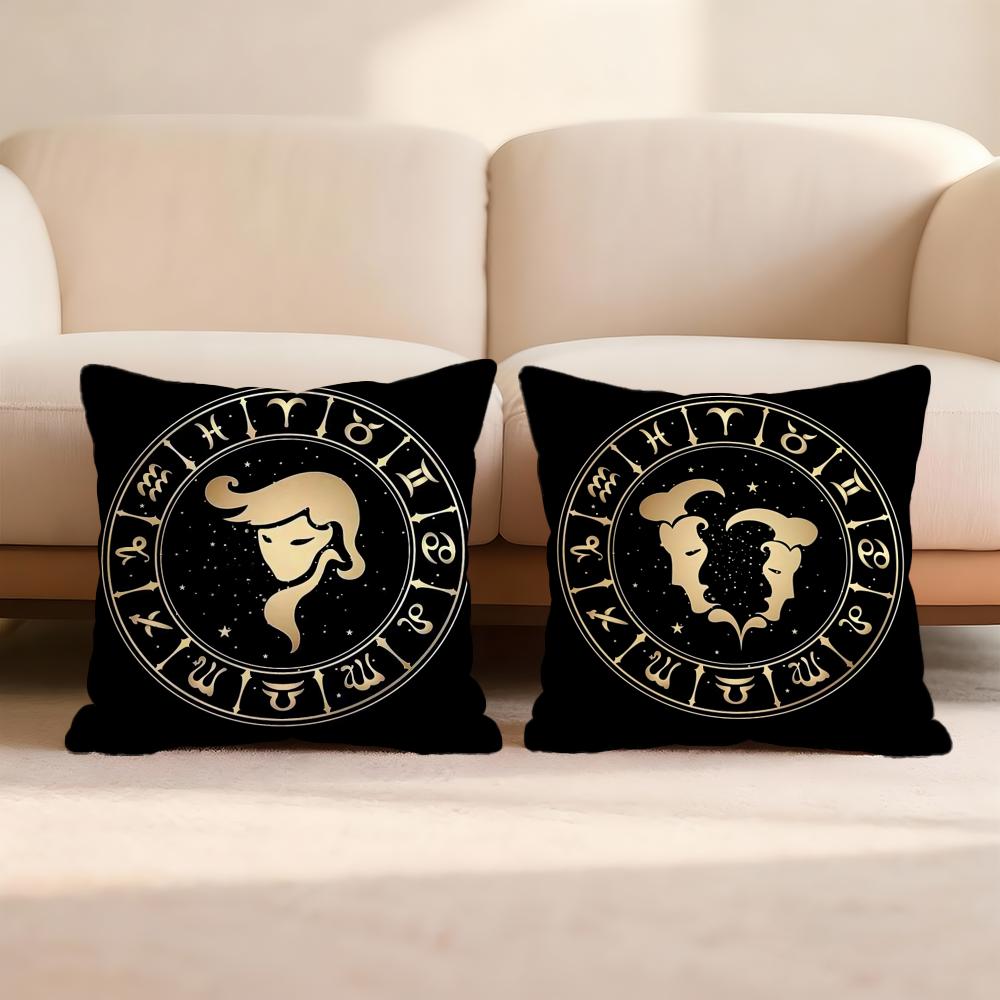 Luxury Twelve Constellation Cushion Cover Home & Car Multi-Scene Pillow Cover - Reversible, Soft & Durable for Daily Use