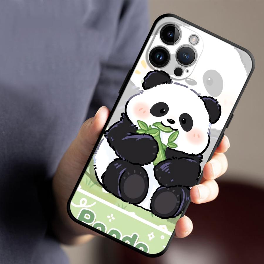 Cartoon Cute Panda Phone Case for Apple iPhone 17 Pro Max 15 Pro 7 8 XR XS MAX 12 16 Air 13 17e 11 14 Funda Phone Cover