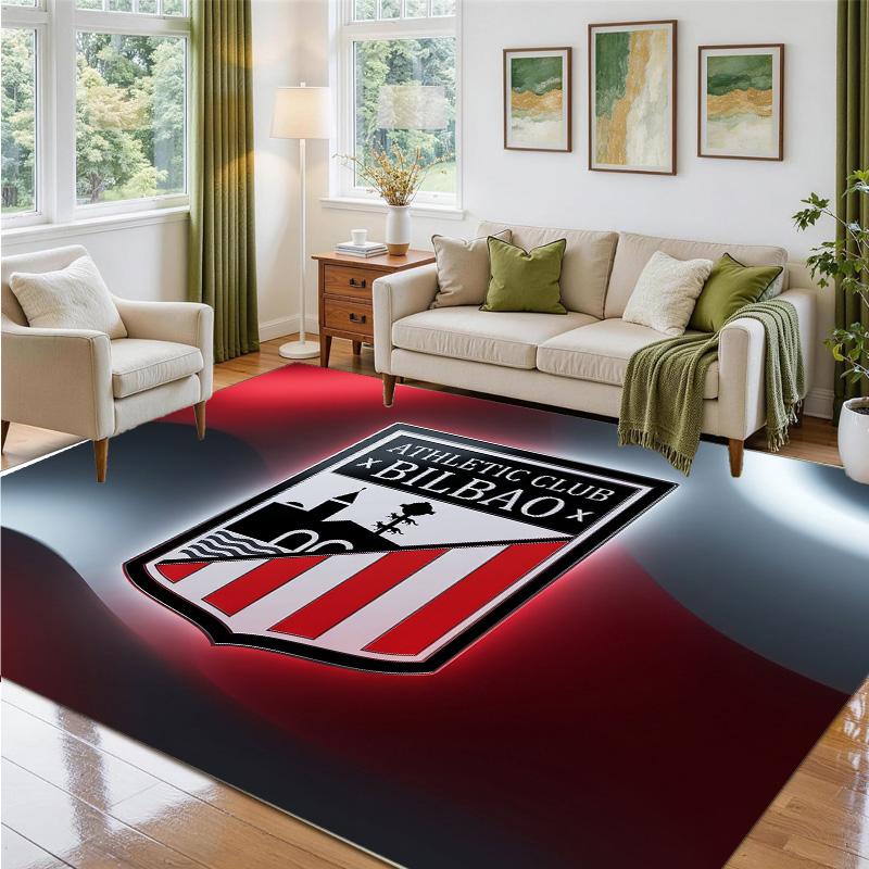 Athletic Bilbao Football Design Crystal Velvet Rug Soft Decorative Mat for Bedroom Entrance