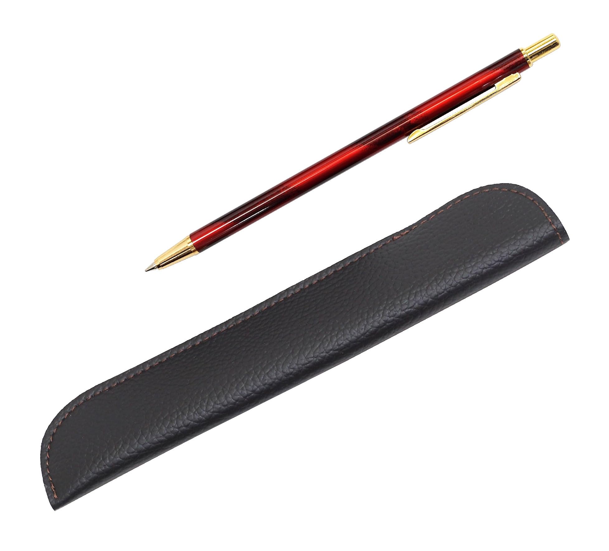 

Stylish Synthetic Leather Pen Case with SD Marble Pattern and Ballpoint Pen Set for All-Metal Notebooks, Red, 3-Pack, T23-LS042-SDMB-R-3