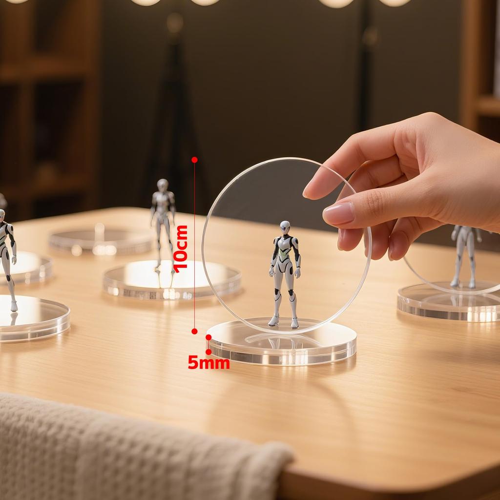 ziyue 6-Piece Acrylic Block Display Stand, 150mm Diameter x 5mm Thick, Round Acrylic Stand, Transparent Display Base