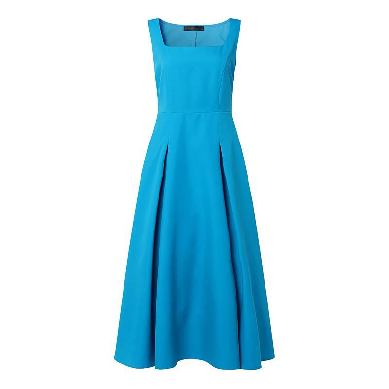 ZANZEA Women Casual Square Collar Summer Sleeveless Dress