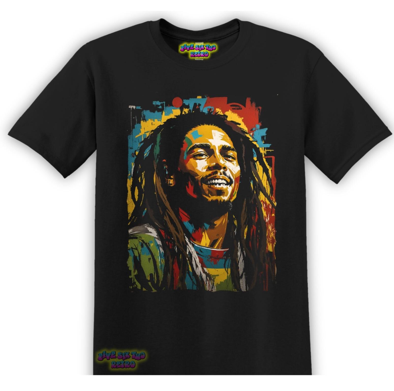 Футболка с принтом Боба Марли и группы Reggae Черная S-3XL S