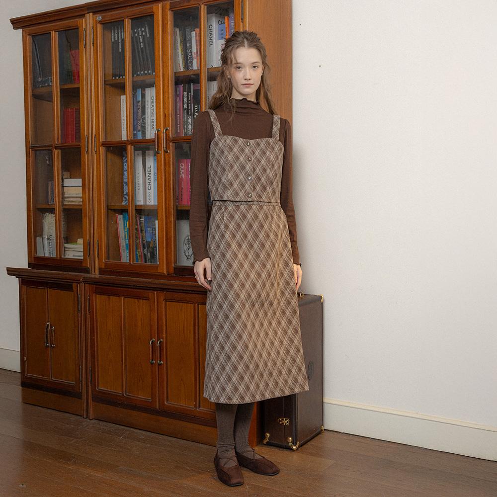 Peulaudeumali Pm_Prismatic Knit Three-Piece Top And Skirt Set_Brown