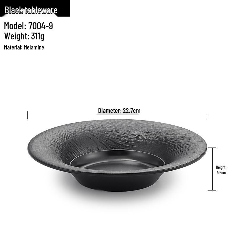 Melamine Straw Hat High-Footed Deep Plate for Pasta, Cold Dishes, and Mixed Noodles - Restaurant Tableware