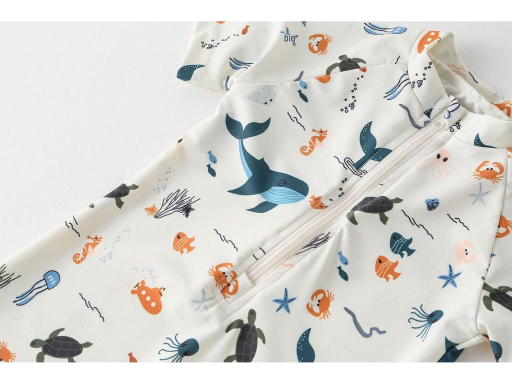 Ocean One-Piece Boys' Quick-Dry Swimsuit - Cute Sunscreen Beachwear