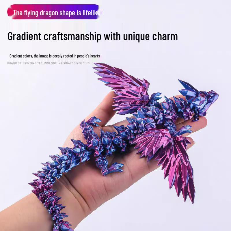 3D Printed Luminous Dragon Egg & Movable Crystal Dragon Toy Set for Kids