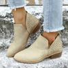 Women's Ankle V Cut Short Boots, Hollow Out Chunky Heel Pointed Toe Shoes, Women's Footwear