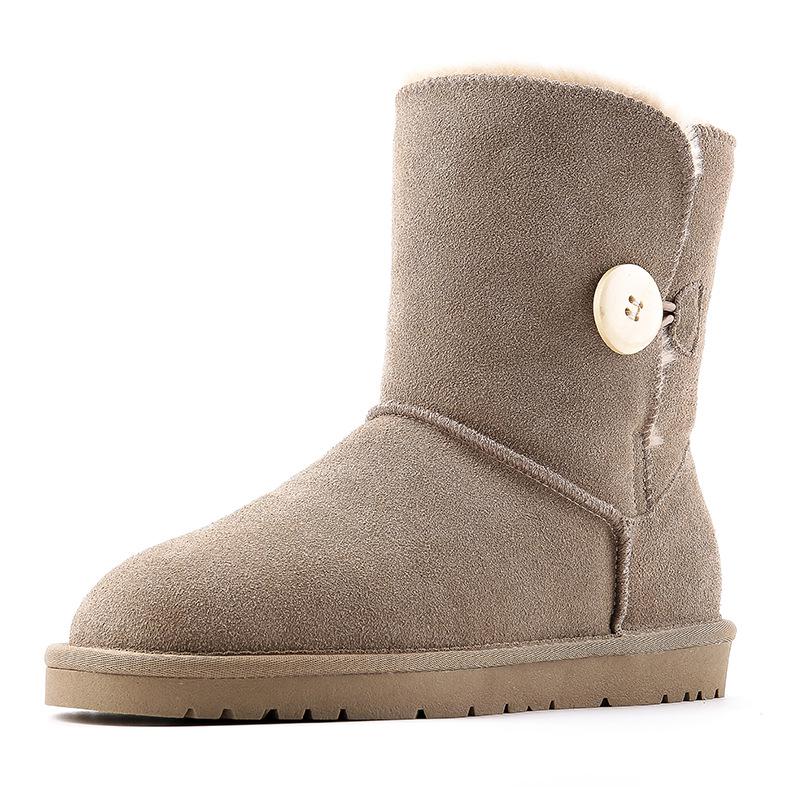 Korean Style Mid-Calf Snow Boots for Women - Warm, Non-Slip, Cowhide, Velvet Lined, Fashionable & Versatile for Winter 2025