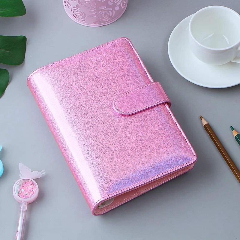 Laser Glitter Macaroon A6/A5 PU Leather DIY Binder Notebook Cover Diary Agenda Planner Paper Cover School Stationery
