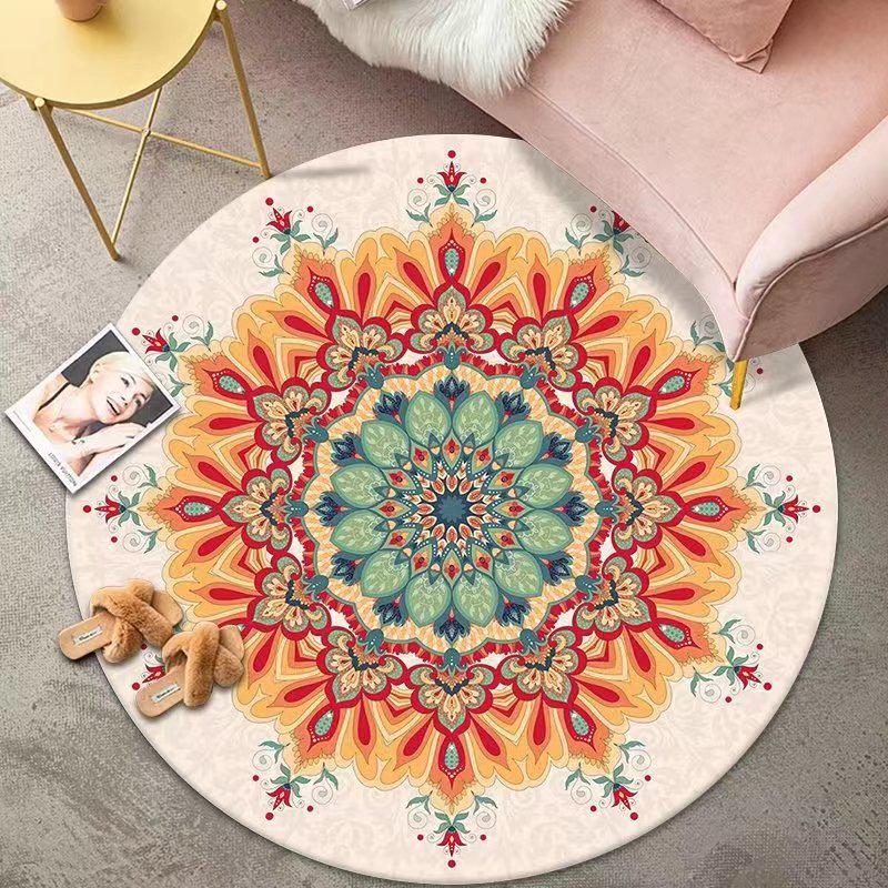 Vintage Crystal Velvet Round Carpet - Large Area Living Room Coverage
