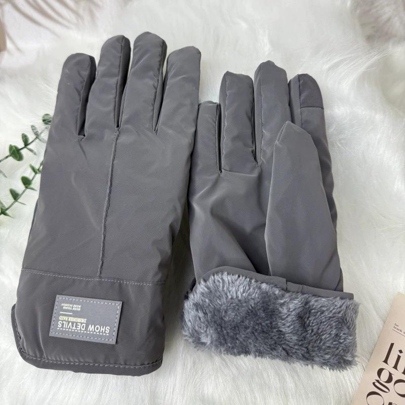 Men's Winter Touchscreen Cycling Gloves - Velvet-Lined, Thick, Warm, Windproof, and Comfortable for Outdoor Sports.