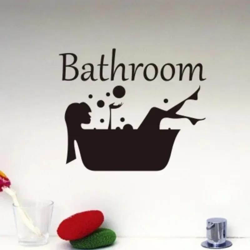 Bathroom Wall Sticker Letter Removable Art Vinyl Mural Home Room Toilet Door Vinyl Decal Transfer Vintage Decoration